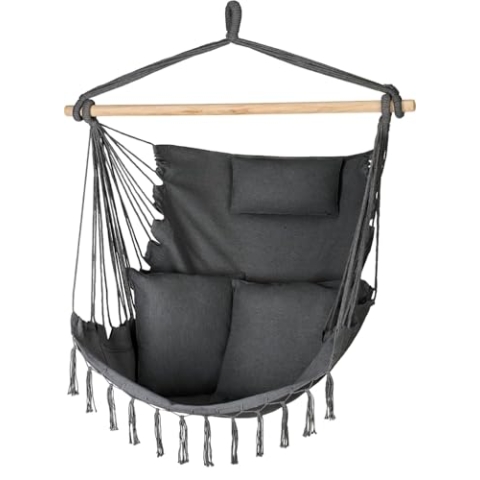 Outtec Hängesessel Outdoor 100x130x75cm, bis 150 kg, Hängeschaukel Outdoor mit Kissen, Boho Hängesessel ohne Gestell Für Garten und Zimmer, Hängestuhl Outdoor, Hängesitz Schaukel für Erwachsene
