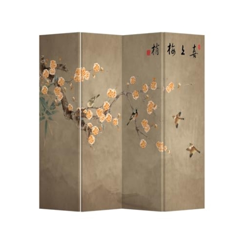 Fine Asianliving Paravent Raumteiler Japanisch Orientalisch Chinesisch Beidseitig L160xH180cm Spanische Wand Trennwand Room Divider Raumtrenner Sichtschutz Bedruckte Canvas Leinwand