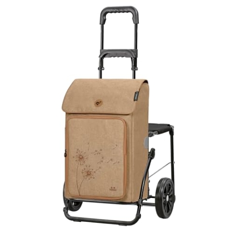 ANDERSEN Einkaufstrolley - Komfort Shopper Erbo beige 45 L Einkaufswagen, groß, Thermo, vielseitig, klappbar, mit Sitz, multifunktional