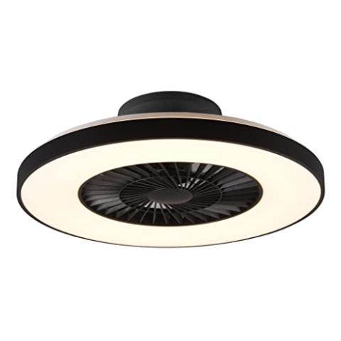 Reality Leuchten LED Deckenleuchten-Ventilator Halmstad R62672132, Kunststoff Schwarz matt/Weiß, inkl. 40 Wtt LED, Ventilator 40 Watt
