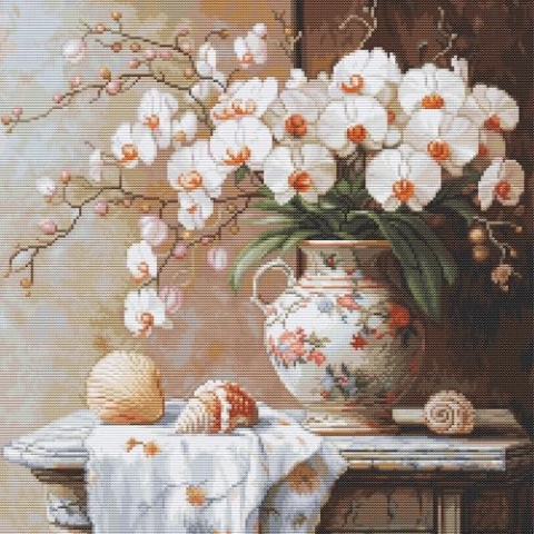 Luca-S Pe Point Kit Gold - Die Eleganz der Orchidee G714 Kreuzstich-Set nach Zählmuster für Erwachsene, Handarbeits- und Stickset