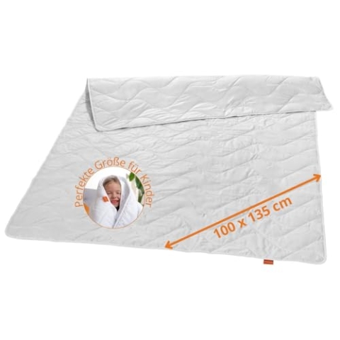 sleepling Kinderdecke Sommer, Sommerdecke Kinder 100x135, Wildseidendecke 100 x 135, Sommerbettdecke leicht, Seidendecke mit 100% Wildseide, Bezug 100% Baumwolle, Made in Germany