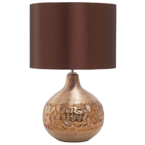 Tischlampe im orientalischen Stil Kunstseide/Metall braun/kupfer Yakima