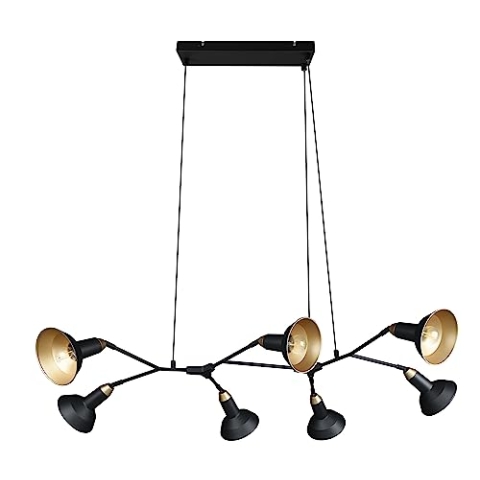 Trio Leuchten Pendelleuchte Roxie 311900732, Metall Schwarz matt/goldfarbig, exkl. 7x E14