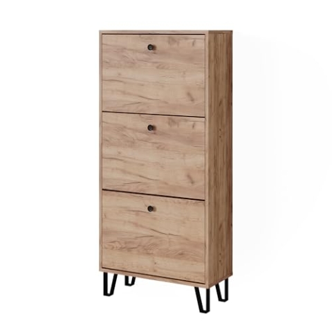 Vicco Schuhkipper Siri, Goldkraft Eiche, 60 x 130 cm mit 3 Klappschubladen
