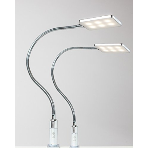 kalb Material für Möbel 4W LED Bettleuchte Leseleuchte Flexleuchte Nachttischlampe Bettlampe Leselampe, Auswahl:2er Set chrom