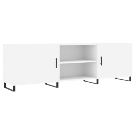 vidaXL TV Schrank, Fernsehschrank mit Eisenbeinen, Fernsehtisch für Wohnzimmer, Lowboard Sideboard TV Ständer TV Gerät, Weiß Holzwerkstoff
