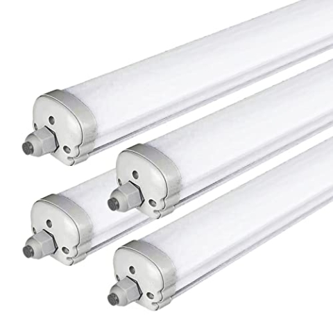 ZONE LED SET - LED Feuchtraumleuchte, 120cm, 36W, 4320 Lumen, Neutralweiß 4000K, IP65, LED Röhrenlampe, Kellerleuchte, Nassraumleuchte, Feuchtraum Deckenleuchte, (4-er Pack)