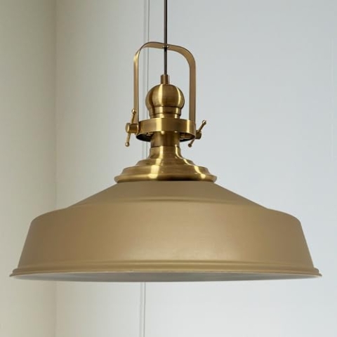 Bamyum Asletl Hängelampe Industrial Beige Metall Ø41cm, Küchenlampe Vintage, Pendelleuchte Esstisch E27, Wohnzimmerlampe Hängend