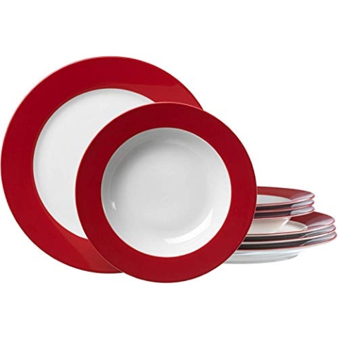 Ritzenhoff & Breker Tafelservice Doppio, 8-teilig, Porzellangeschirr, Rot