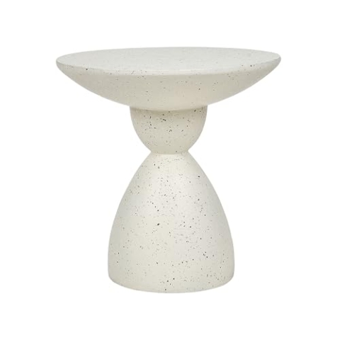 Beistelltisch Beton und Glasfaser Creme weiß Terrazzo Optik rund ⌀ 50 cm Cafffi