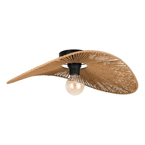 EGLO Deckenlampe Siruela, Deckenleuchte Nature Design, FSC zertifiziert, Deckenbeleuchtung aus Papier in Natur und Metall in Schwarz, Wohnzimmerlampe mit E27 Fassung, L 56 cm