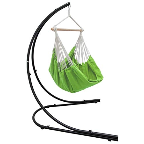 AMANKA XXL Hängesessel mit Gestell Outdoor - 210cm Metall Gestell für Hängesessel - 185x130cm Hängestuhl mit Ständer Hängesitz Gartenmöbel Hängesessel Balkon mit Gestell Gartenschaukel für Erwachsene