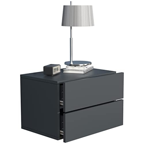 VCM Nachtschrank | Wandschublade | Wandboard | Nachttisch | Maße ca H. 30 x B. 45 x T. 32 cm - Usal L 45 cm Anthrazit