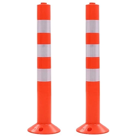 vidaXL 2x Absperrpfosten Kunststoff 75cm Parkpfosten Parkplatzsperre Poller