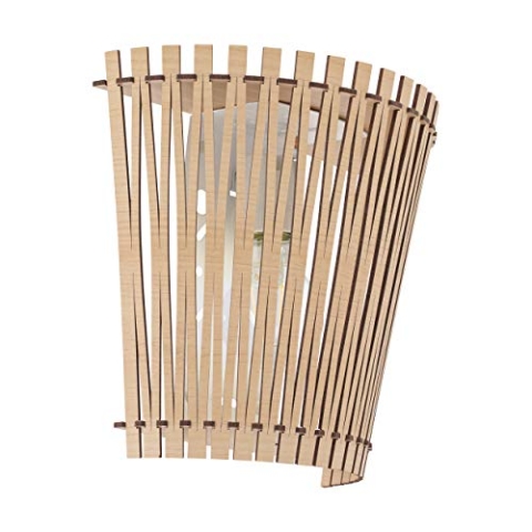 EGLO Wandlampe Sendero, Wandleuchte Boho, Wandleuchte innen aus Stahl und Holz in Ahorn, Wohnzimmerlampe Natur, Flurlampe in Nickel-Matt, E27 Fassung