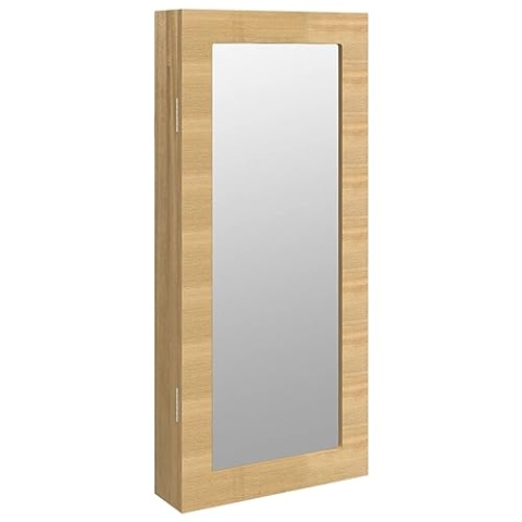 vidaXL Schmuckschrank mit Spiegel Wandmontage, Spiegelschrank mit Haken Bügeln Ablagen, Wandschrank mit 1 abschließbarer Tür 2 Schlüsseln, Hängeschrank Schmuckaufbewahrung