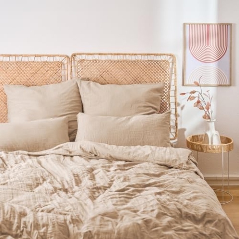 Blumtal Bettwäsche 100% Baumwolle - super sanfte und atmungsaktive Bettbezüge - Bettwäsche Set - maschinenwaschbar - 200x220cm 2X 80x80cm - Taupe