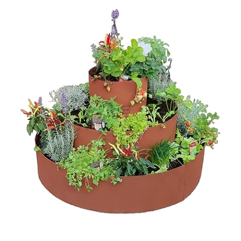 UNUS Garden Kräuterspirale Edelrost, rundes Kräuterbeet für Terrasse und Garten, 3 Ebenen, Ø 40 cm, 80 cm, 120 cm, Kräuterschnecke aus Metall, in Rostoptik