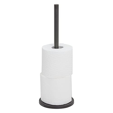 Tiger Tune Reserverollenhalter, bietet Platz für bis zu 3 Toilettenpapierrollen, freistehend, Black Metal gebürstet/Schwarz, 126 x 356 x 126 mm