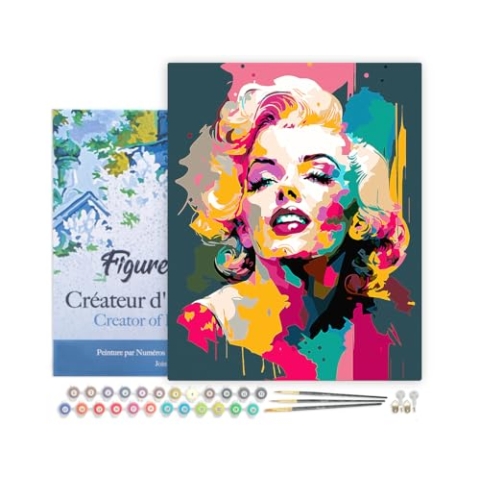 Figured'Art Malen Nach Zahlen Erwachsene Mit Rahmen Abstrakte zeitlose Diva - Paint by Numbers Basteln DIY Bastelset 40x50cm - Leinwand gespannt auf Holzrahmen