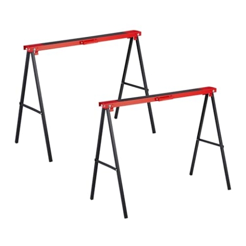 Relaxdays Arbeitsbock, 2er Set, klappbar, 100 kg, HxBxT: 78 x 100 x 49 cm, Allzweckbock Werkstatt, Stahl, rot/schwarz