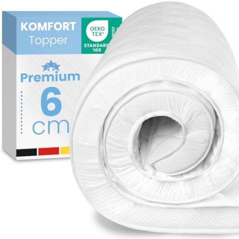 ELONEO Komfortschaum Matratzen Topper 100x200cm mit 5 cm Höhe, atmungsaktiver Matratzentopper, Matratzenauflage, Mattress Topper für Bett und Boxspringbett