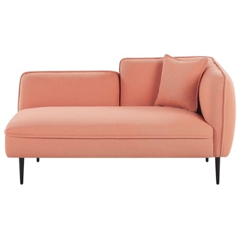 Beliani Chaiselongue Bouclé rosa rechtsseitig mit Kissen Metallgestell Modern Chevannes