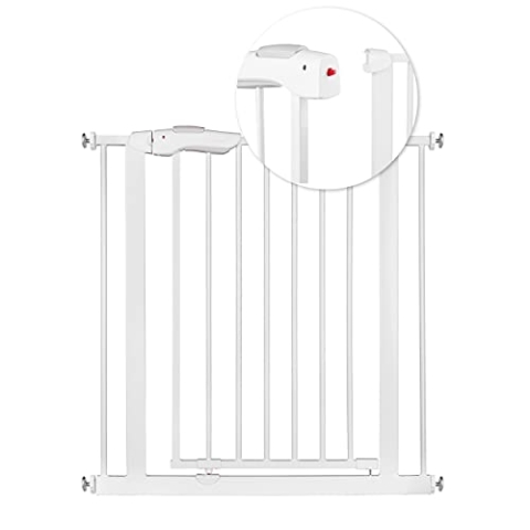Nukido Treppenschutzgitter Ohne Bohren Türschutzgitter 90° Stop Türgitter Baby Kinder Kindergitter Schutzgitter Breite Verstellbar 75-105 cm Weiß 105 x 78 cm