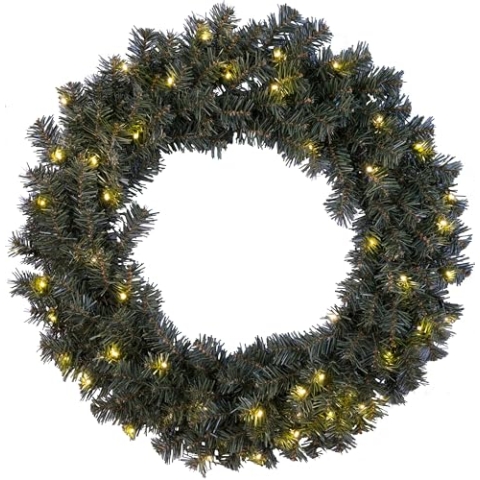 LED Weihnachtskranz Ottawa von Star Trading, Kranz Weihnachten in Tannengrün für innen und außen, warmweiß, mit Kabel, Ø: 70 cm, IP44