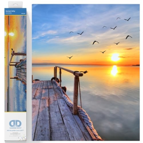Diamond Dotz DD12-051 Sunset Jetty, ca. 71 x 47 cm groß, Diamond Painting, Malen mit Diamanten, funkelndes Bild zum Selbstgestalten, für Kinder und Erwachsene
