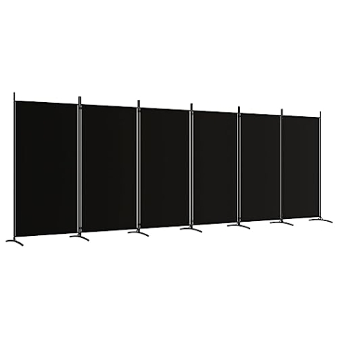 vidaXL Paravent 6-TLG. Raumtrenner Raumteiler Trennwand Umkleide Sichtschutz Spanische Wand Wohnzimmer Schlafzimmer Schwarz 520x180cm Stoff