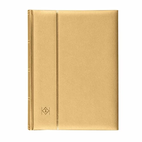 Leuchtturm 358058 Briefmarken-Sammelalbum Comfort - DIN A4, 64 Seiten, Pergaminstreifen, wattierter Einband – gold
