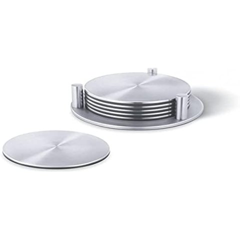 ZACK 20374 "REGIO" Untersetzer mit Halter - Set/6, Edelstahl matt