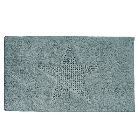 Kela 21171 Badematte, Rutschhemmend, Geeignet für Fußbodenheizung, 100% Baumwolle, 100 x 60 cm, Lindano, Stern-Muster, Gletschergrau