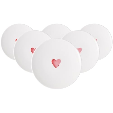 Villeroy & Boch With Love Frühstücksteller Sending Love 6er Set, 21x21x2,5 cm, Kleiner Teller für Kuchen, Salat und Desserts, Premium Porzellan, Spülmaschinen- & Mikrowellengeeignet