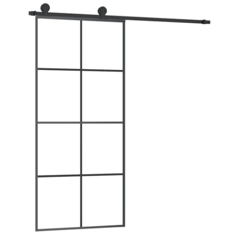 vidaXL Schiebetür mit Beschlag 90x205 cm ESG-Glas & Aluminium, Glasschiebetür, Aluminium Schiebetür, Innentür, Schiebetür Innenbereich, Glastür, Tür