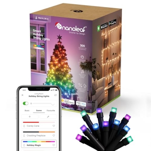 Nanoleaf 24M Smarte Lichterkette Weihnachtsbaum, IP44 RGB IC LEDs für Innen & Außen, Animierte Farb-Szenen, Musik Sync, Matter über WLAN, App- und Sprachsteuerung mit Alexa Apple Google Weihnachtsdeko