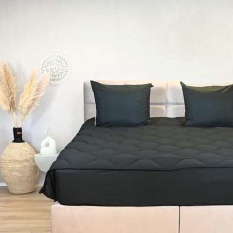 HappyBed - 240x200 + mit Einziehstreifen - Waschbare Bettdecke ohne Bezug - Bedruckte Bettdecke - Bettwäsche - Black