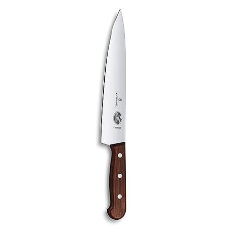 Victorinox Wood, Profi Tranchiermesser, Extra Scharfe Klinge, gerader Schliff, 22 cm, Edler Holzgriff, Rostfreier Stahl, braun