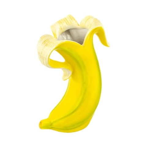 Banana Romance Vase - handbemalte Blumenvase im Bananen Design, ca. 22 cm