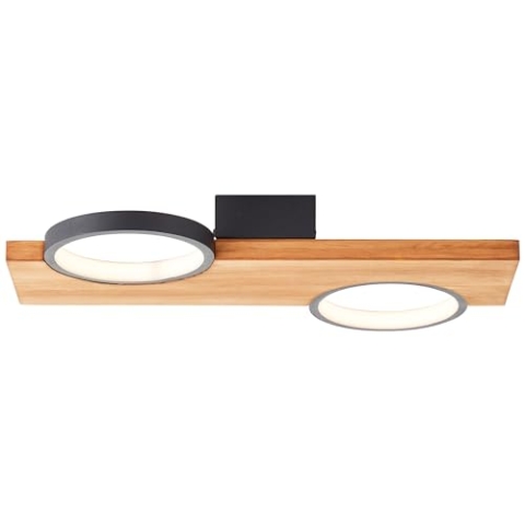 Brilliant Lampe Cheesy LED Deckenleuchte 40x25cm matt schwarz/holz braun 14 W LED integriert