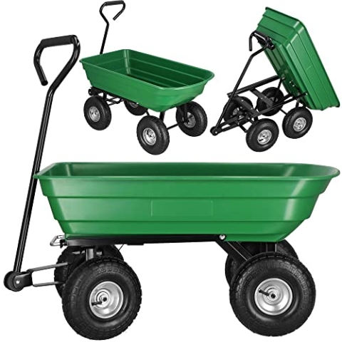 SPRINGOS Bollerwagen mit Kippfunktion Handwagen Transportwagen Gartenwagen mit Griff Tragfähigkeit bis zu 250 kg