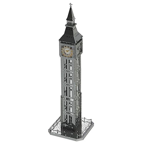 METAL-TIME DIE GROSSE GLOCKE, Big-Ben-Statue-Architekturmodell, 3D-Puzzle-Bauhandwerk für Erwachsene und Kinder, Sammelfigur, DIY-Konstruktion aus Edelstahl mit Werkzeugkasten – 35 Teile.