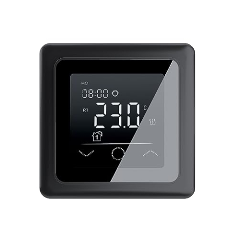 WARMON Design Touchscreen Temperaturregler, Thermostat TP 750 für elektronische Fußbodenheizung in Schwarz