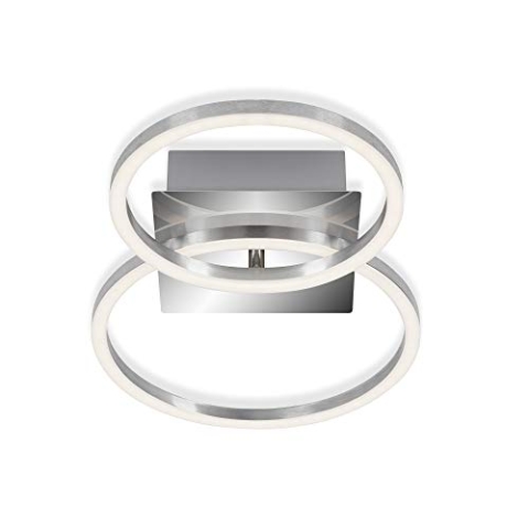 Briloner Leuchten - LED Deckenleuchte, Deckenlampe dimmbar, inkl. Memoryfunktion, 1 LED-Modul drehbar, 16 Watt, 1.350 Lumen, 3.000 Kelvin, Chrom-Alu, 418x260x75mm (LxBxH), 3110-018