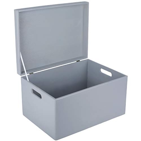 Creative Deco XXL Grau Große Holzkiste mit Deckel | 40x30x24 cm (+/-1cm) | Holztruhe Erinnerungsbox Baby Holzbox mit Deckel und Griffen Kasten | Für Dokumente, Wertsachen, Spielzeuge, Werkzeuge