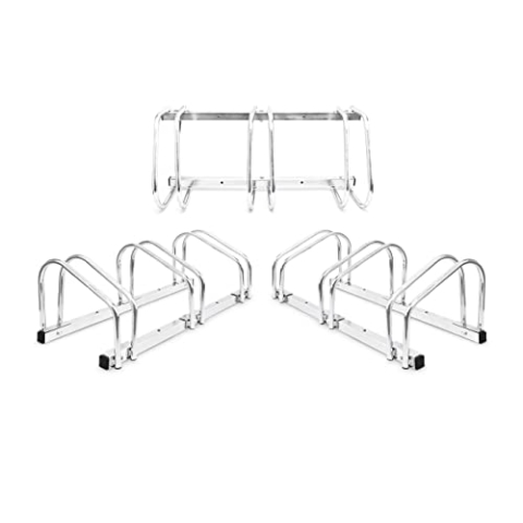 Relaxdays 3 x 3er Fahrradständer im Set, Mehrfachständer für je 3 Fahrräder, zur Boden- und Wandmontage, HBT 26 x 73 x 32 cm, Silber