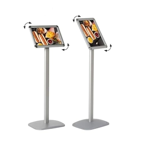 Displaysign Infoständer DIN A4 (210x297 mm), Plakatständer aus Aluminium, Infohalter für Quer/Hochformat, Präsentationsständer Werbeständer