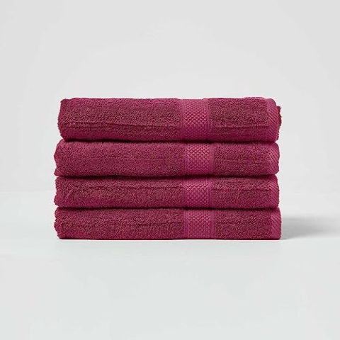 Homescapes 4er Set Flauschiges Premium Frottee Duschtuch ca. 70 x 130 cm aus 100% Türkischer Baumwolle, Bordeaux